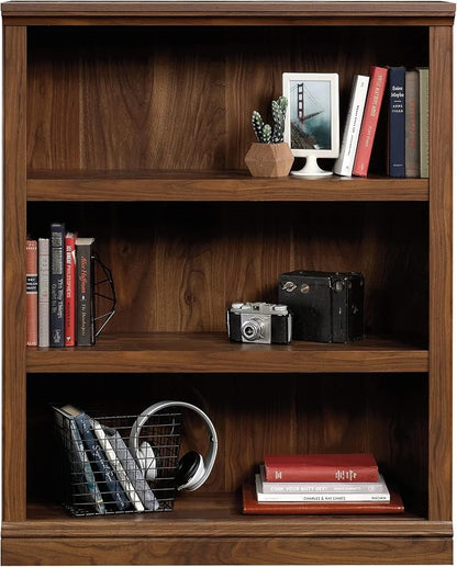 Sauder 3 Tier Book Shelf Wooden Bookcase Multipurpose Bookshelf for Home Office, Living Room, in Grand Walnut