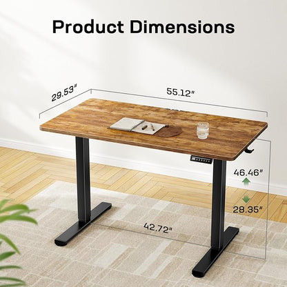 Marsail Electric Standing Desk with One-Piece Desktop,55 x 30 inch Height Adjustable Office Gaming Computer Desk with Deeper Tabletop,Home Office Stand up Desk with 4 Memory Presets, 2 Packages