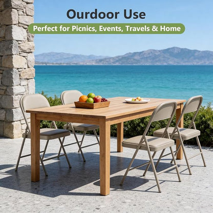 8 Pack Folding Chairs, PU Leather Folding Dining Chairs with Padded Cushion Seat & Back, Indoor Outdoor Folding Chair Set for Home Office, Parties, Events, Wedding, Extra Guest Seating