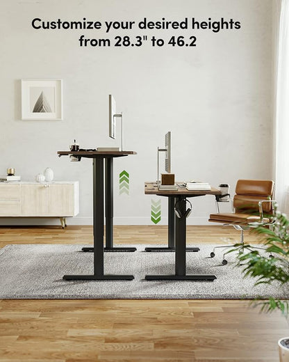 BANTI 55 x 24 Inches Standing Desk, Height Adjustable Electric Standing Desk, Stand up Table, Sit Stand Home Office Desk with Splice Board, Rustic Brown