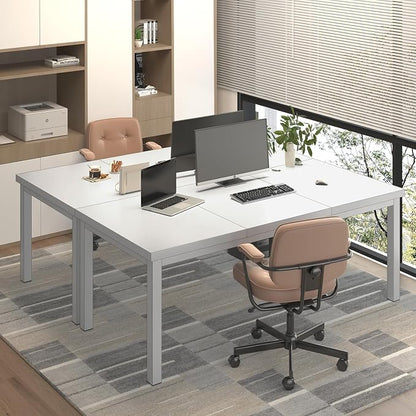 63 x 31 Inch Large Computer Desk, Modern Office Desk with Adjustable Feet, Gaming Desk with Deep Desktop, Study Writing Table for Home Office, Work from Home, White