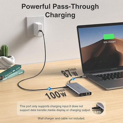 USB C Docking Station 3 Monitors USBC Hub Laptop Dual Monitor Multiport Adapter Dock Dongle,USBC to 2 HDMI,4K DisplayPort,PD Charging,Ethernet,7 USB-C/A Ports,SD/TF,Audio for Dell/HP/Lenovo