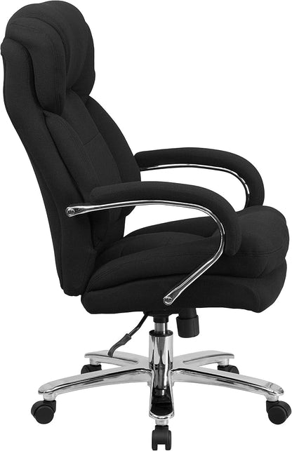 Flash Furniture Hercules Series Swivel Office Chair with Loop Arms, Ergonomic High-Back Executive Chair with Padded Seat and Arms, Black