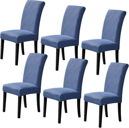 Stretch Chair Covers for Dining Room Set of 6, Removable Dining Room Chair Covers, Dining Chair Slipcovers Seat Protector, Great for Home and Banquet Decoration (Periwinkle Blue, 6 Pack)