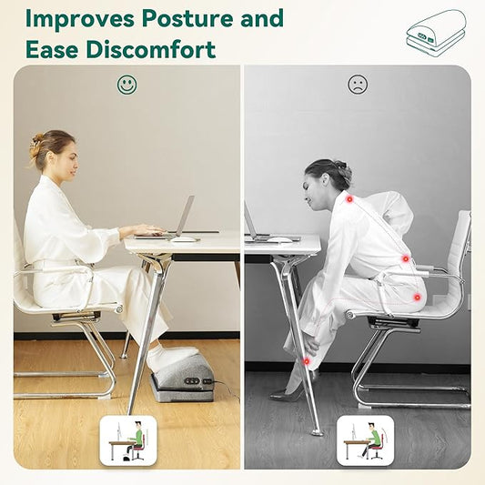 Snailax Heated Foot Rest Under Desk at Work, FSA Eligble Desk Foot Stool with Heat & Vibration Massage, Foot Warmer Feet Heater for Office Chair, Gaming Home Use, Gifts for Women, Men