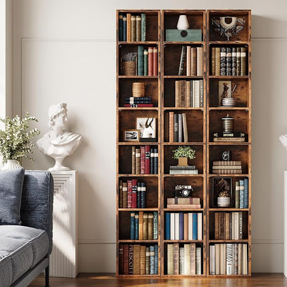 IRONCK Tall Narrow Bookshelf 8 Tiers, Compact Corner Bookcase, Floor Standing Display Storage Shelves 71 in Tall, Easy to Match for Living Room, Office, Study, Bedroom