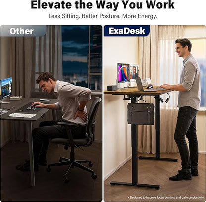 Electric Standing Desk, 63 x 30 Inch Extra Large Desktop, Adjustable Height Sit Stand Desk, Home Office Workstation for Dual & Triple Monitor, Rustic Brown