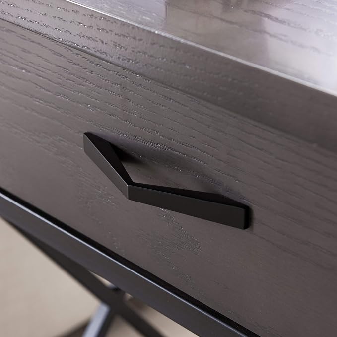 Leick Home 23022 Chisel & Forge One Drawer Nightstand with Shelf, Smoke Gray and Matte Black