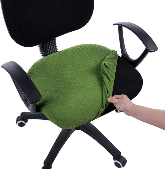 Smiry Stretch Jacquard Office Computer Chair Seat Covers, Removable Washable Anti-dust Desk Chair Seat Cushion Protectors - Olive Green