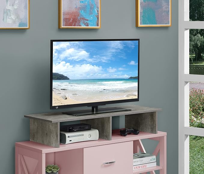 Convenience Concepts Designs2Go Wide TV Riser 42", for TVs up to 46" - Contemporary TV or Computer Riser for Living Room, Modern Office, Den, Faux Birch