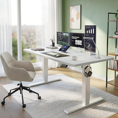 CubiCubi 55 x 24 Standing Desk, Height Adjustable Electric Computer Desk, Sit Stand up Home Office Workstations, White