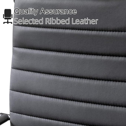 Okeysen Black Office Chair, Ergonomic Leather Modern Office Chair, Executive Ribbed Height Adjustable Swivel Rolling Chair for Home Office.