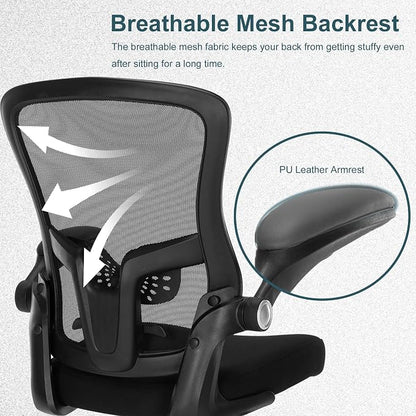 Ergonomic Drafting Chair – Tall Office Chair for Standing Desk, Adjustable Height Mesh Chair with Footrest and Flip-Up Arms, Counter Height, Black