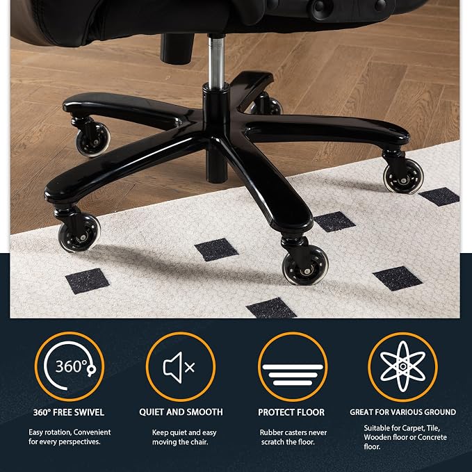 Big and Tall Office Chair for Heavy People, 500LBS High Back Extra Wide Heavy Duty Executive Office Chair Comfortable for Home Office, Large Computer Desk Chair with Adjustable Lumbar Support Black