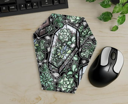 Plant Witch Coffin Shaped mousepad, Non Slip, handmade mouse pad, gothic computer accessory, office desk item, Birthday gift, Alternative decor