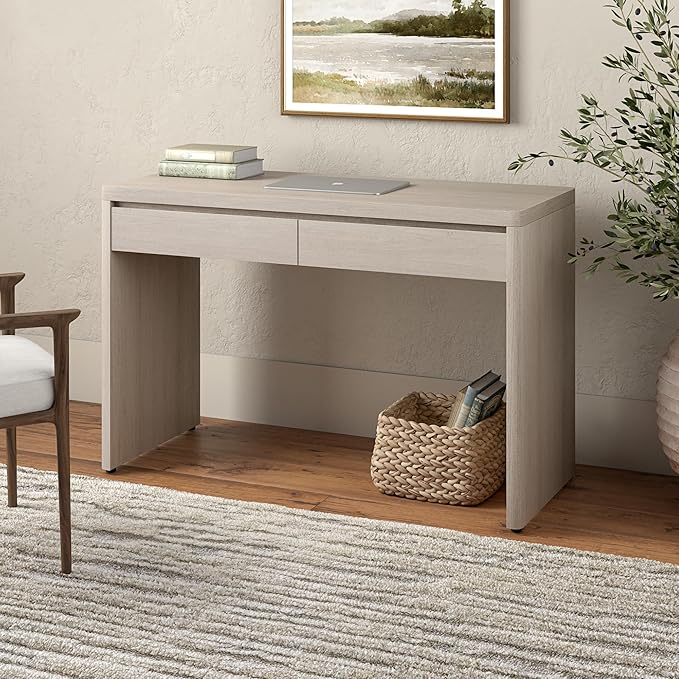 Henn&Hart 48" Modern Rectangular Wooden Home Office Desk Computer Desk Writing Table with 2 Storage Drawers for Home Office, Beech White