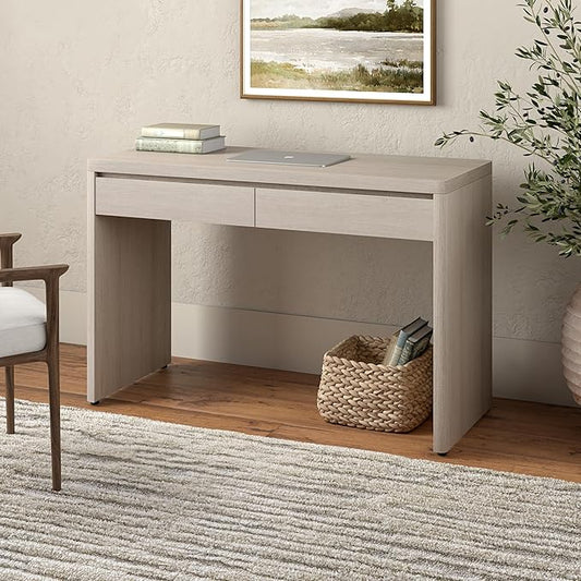 Henn&Hart 48" Modern Rectangular Wooden Home Office Desk Computer Desk Writing Table with 2 Storage Drawers for Home Office, Beech White