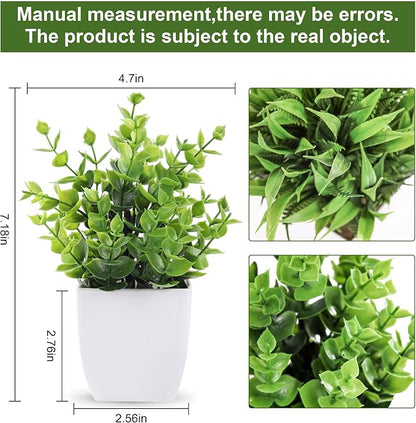 Der Rose 2 Pack Small Fake Plants Mini Artificial Potted Plants for Table Desk Home Bathroom Office Decor