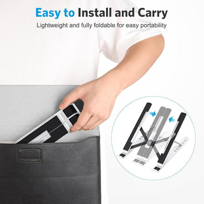 OMOTON Laptop Stand, Laptop Stand for Desk Ergonomic 7-Levels Angles Adjustable Computer Stand, Portable ABS Laptop Riser Holder Compatible with All Laptops and iPad（10-15.6", White