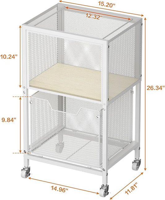 Tiaoheka Rolling File Cart, Mobile File Cabinet with Wheels Hanging Files, Hanging File Organizer Fit Letter/Legal Size Beside Under Desk for Office, Home White（Patent Pending）