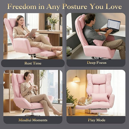 High Back Executive Office Chair with Footrest, Criss Cross Desk Chair | PU Leather, 155° Reclining, Lumbar Support, Criss Cross Style, with Pet Seat