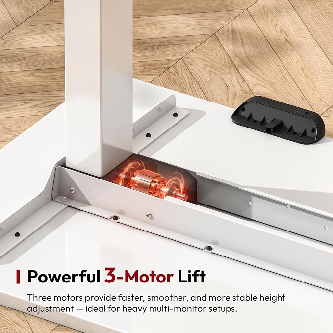 SANODESK Electric Height Adjustable 3-Leg L Shaped Standing Desk Frame, Support up to 330lbs, Sit Stand Ergonomic L Desk Frame Only, White