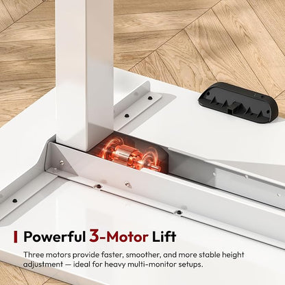 SANODESK Electric Height Adjustable 3-Leg L Shaped Standing Desk Frame, Support up to 330lbs, Sit Stand Ergonomic L Desk Frame Only, White