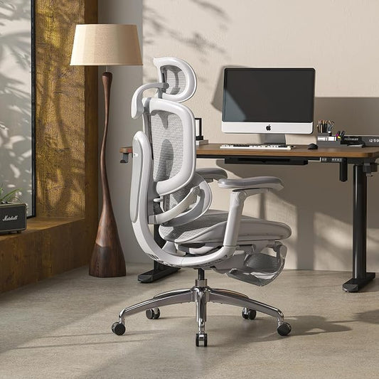 SIHOO Doro C300 Pro V2 Ergonomic Office Chair with Footrest & Full-Body Adaptive Support, 8D Armrests & Breathable Mesh, Comfy High Back Computer Desk Chair for Long Hours, 135° Recline, 2 Packs, GREY