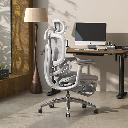 SIHOO Doro C300 Pro V2 Ergonomic Office Chair with Footrest & Full-Body Adaptive Support, 8D Armrests & Breathable Mesh, Comfy High Back Computer Desk Chair for Long Hours, 135° Recline (Grey)