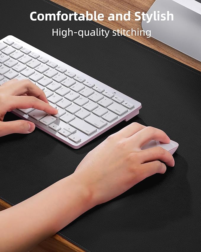 AFIING Leather Desk Protector, 55"x17" - Premium Mat, Large Mouse Pad, Non-Slip Blotter, Waterproof Writing Pad for Office and Home (Black)