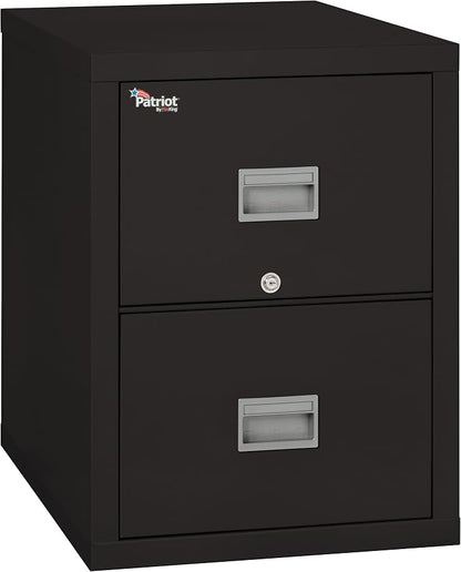 FireKing Patriot 2P1831-CBL Insulated UL Class 350 one-Hour Fire Rated Vertical Filing Cabinet with 2 Drawers, Deep Letter Size, 31-9/16" Length x 17-3/4" Width x 27-3/4" Height, Black