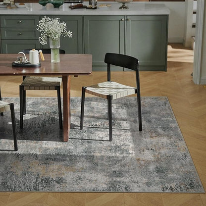 Lahome Modern Abstract Area Rug - 4x6 Grey Rugs for Bedroom Washable Dining Room Rug Living Room Mat, Non Slip Contemporary Indoor Floor Nursery Carpet for Kitchen Laundry Room Entryway