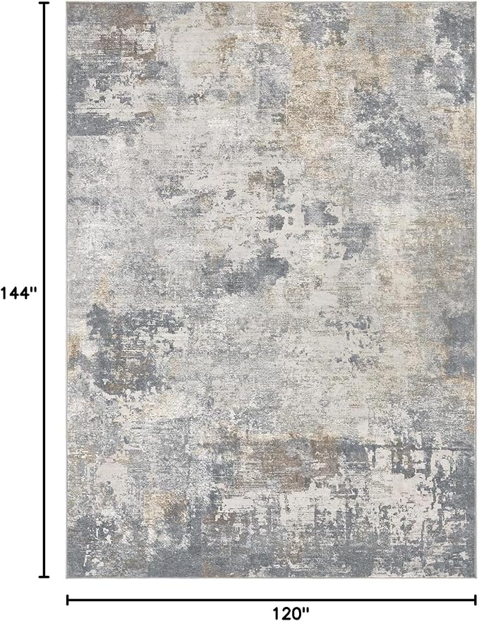 UERMEI 10x12 Area Rug Living Room Rugs - Washable Neutral Modern Abstract Soft Thin Large Rug Indoor Floor No Slip Rug Carpet for Bedroom Under Dining Table Home Office Decor - Blue Grey