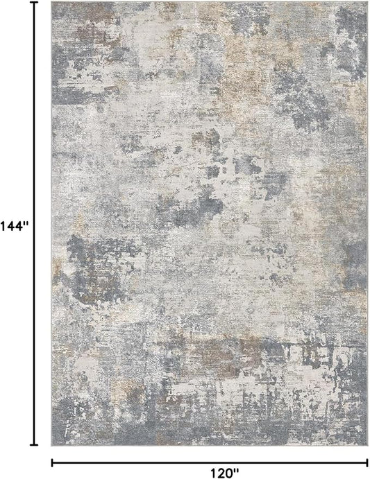 UERMEI 10x12 Area Rug Living Room Rugs - Washable Neutral Modern Abstract Soft Thin Large Rug Indoor Floor No Slip Rug Carpet for Bedroom Under Dining Table Home Office Decor - Blue Grey