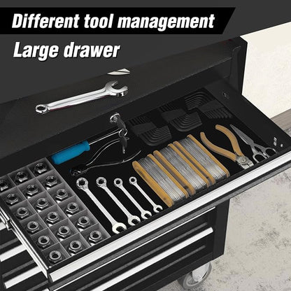 RYH 7 Drawers Rolling Tool Chest & Tool Box on Wheels | Heavy Duty Metal Cart with Ball Bearing Drawers | Fits US General Tool Box for Garage Storage (Black, 7 Drawers（29.6" H × 24.4" W × 13" D)
