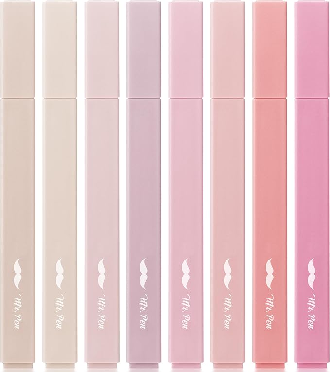 Mr. Pen- Aesthetic Highlighters No Bleed, 8 Pack, Pastel Colors, Chisel Tip | Cute Highlighters Assorted Colors for Journaling, Highlighting, Underlining, Fast Dry, Back to School Supplies