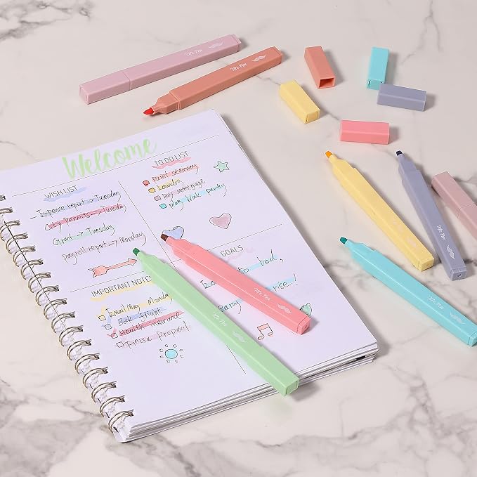 Mr. Pen- Aesthetic Highlighters No Bleed, 8 Pack, Candy Colors | Chisel Tip, Cute Highlighters Assorted Colors for Journaling, Highlighting, Underlining, Fast Dry, Back to School Supplies