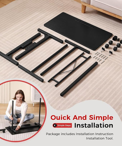 Standing Desk Adjustable Height, Mobile Stand Up Desks with Wheels Small Computer Desk Rolling Desk, Portable Laptop Desk Black Standing Table Sit Stand Home Office Desks 16"x31.5" Height 27"-43.5"