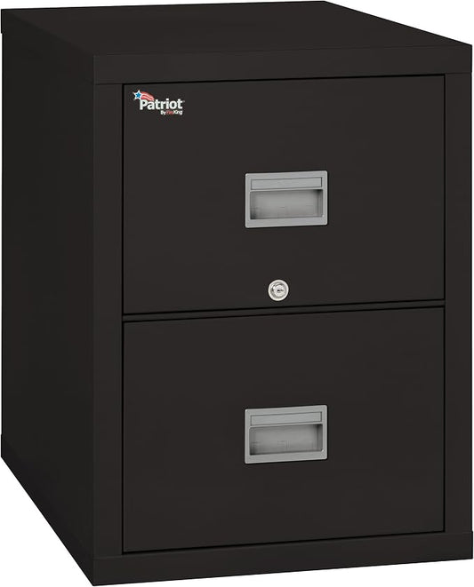 FireKing Patriot 2P2131-CBL Insulated UL Class 350 one-Hour Fire Rated Vertical Filing Cabinet with 2 Drawers, Deep Legal Size, 31-9/16" Length x 20-13/16" Width x 27-3/4" Height, Black