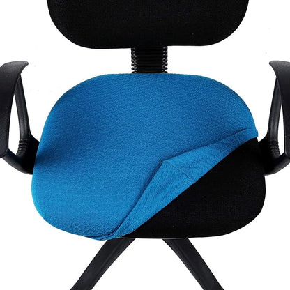 Smiry Stretch Jacquard Office Computer Chair Seat Covers, Removable Washable Anti-dust Desk Chair Seat Cushion Protectors - Ocean