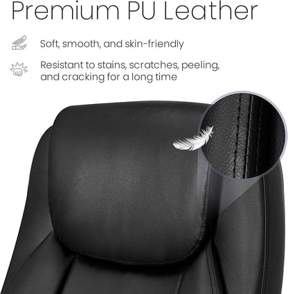 NEO Chair Ergonomic Office Chair Executive Computer Desk Chair Gaming High Back Support Comfy Seat Flip-up Arms Adjustable Height Swivel Rolling Wheels PU Leather for Home (Dark Black)