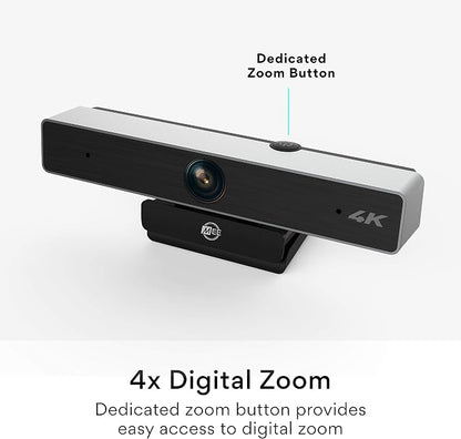 MEE Audio C11Z 4K Ultra HD Webcam with ANC Microphones, 4X Digital Zoom, Low Light Correction, Wide Angle Lens and Privacy Cover for Zoom Video Conferencing on Computer PC Mac Laptop Desktop
