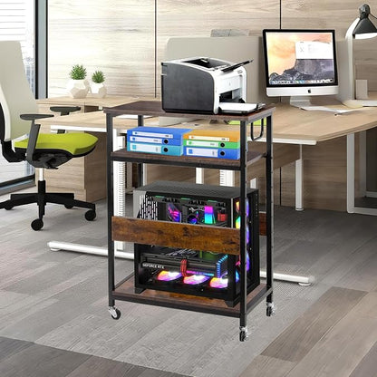 TooCust Extra Large Height Adjustable Computer Tower Stand, Computer & Machine Carts, PC Tower Stand, Printer Stands with Steel Wheels, Holds Up to 110 lbs (Fits 11" D x 22" W x 24.5" H Towers)