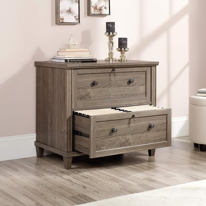Sauder Hammond 2 Drawer Lateral File Cabinet for Home Office, Filing Cabinet with Lock, in Emery Oak