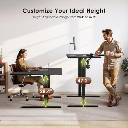 OffiGo Electric L Shaped Standing Desk, 55 Inches Height Adjustable Table, Reversible Corner Stand Up Desk, Lifting Computer Table for Home Office, Computer Workstation, Carbon Fiber Black