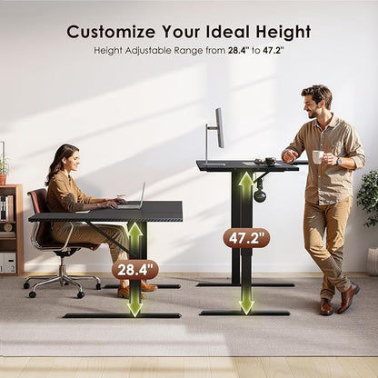 OffiGo Electric L Shaped Standing Desk, 63 Inches Height Adjustable Table, Reversible Corner Stand Up Desk, Lifting Computer Table for Home Office, Computer Workstation, Carbon Fiber Black