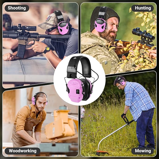 Electronic Shooting Ear Protection w/Gel Pads, 23dB NRR Active Noise Reduction & 3X Amplification Headset for Shooters