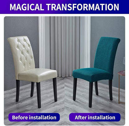 Stretch Chair Covers for Dining Room Set of 2, Removable Washable Dining Room Chair Covers, Dining Chair Slipcovers Seat Protector, Great Home Decor and Banquet Upholstery (Teal, 2 Pack)