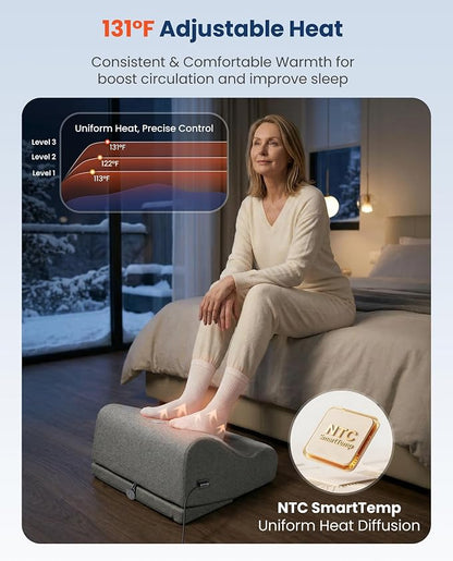 Comfier 2026 Under Desk Foot Rest at Work with Graphene Fast Heat Cloth,Ergonomic Heated Foot Stand,2 Heights & 3 Heat & 3 Vibration,Heel Support for Back Leg Pain Relief,Office Home,Gift Men Women
