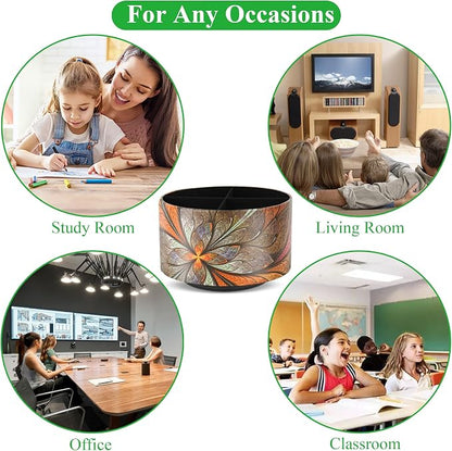 lizimandu Round Leather Art Supply Organizer,Remote Control Holder,360 Degree Rotating,Multi-Functional Pencil Holder,4 Compartments Desktop Stationary Organizer(1-Orange Flower)